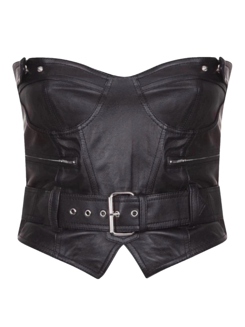 Rat & Boa Black Genuine Leather Corset Top